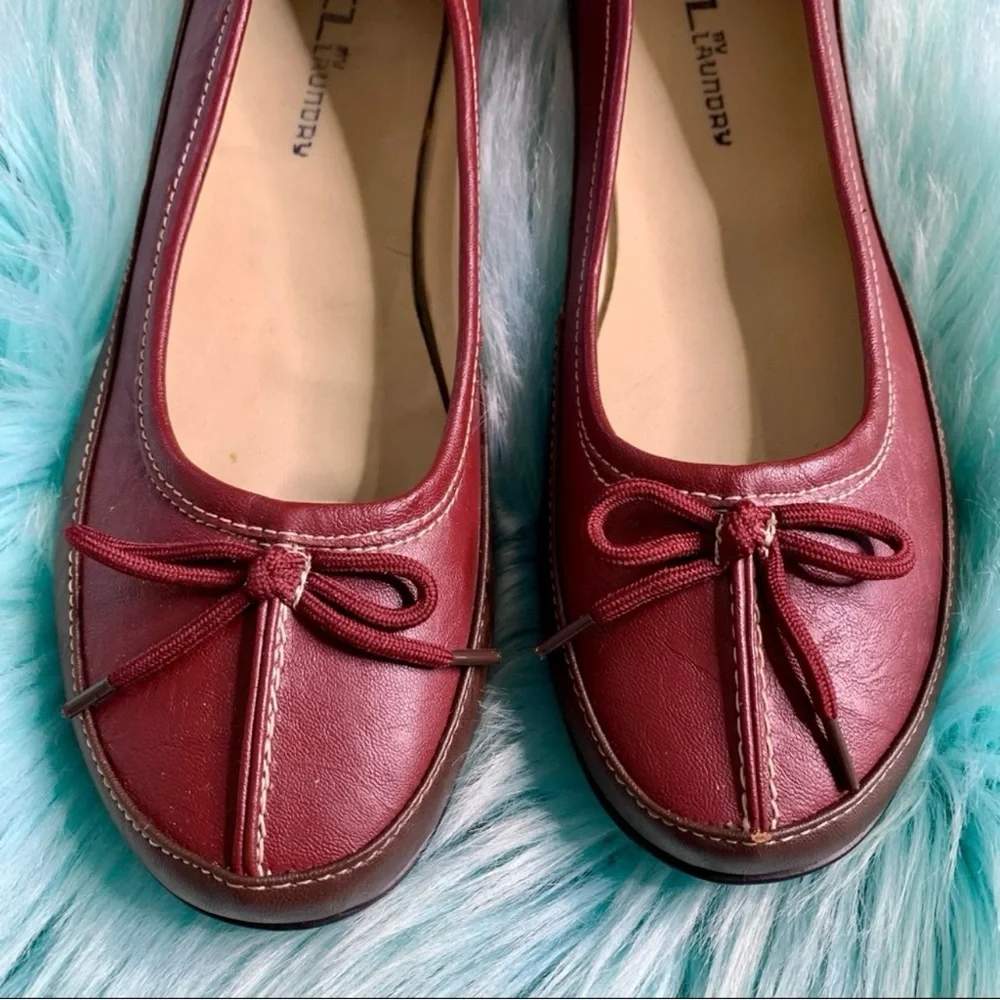CL By Laundry LEATHER Burgundy Two-Tone 90s Flats Women’s 6.5